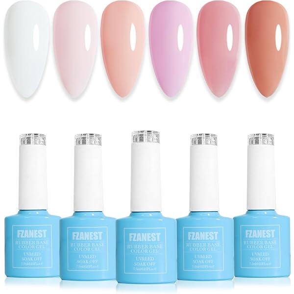 Amazon.com : FZANEST Hema-Free Rubber Base Builder Gel Set, 6